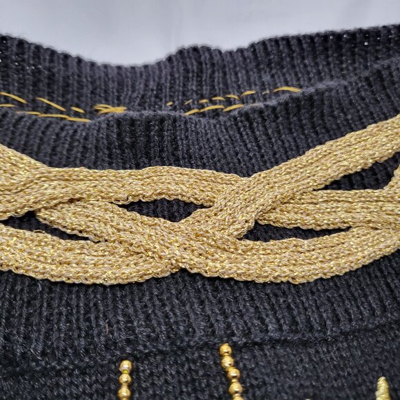 Vintage Womens Sweater One Size Plus Circus Whimsical Embroidered Chain Beads - Picture 8 of 15